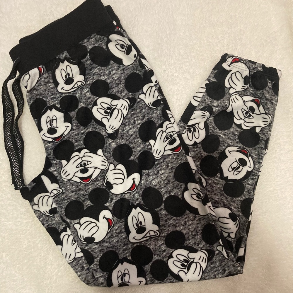 Disney Mickey Mouse legging  pajama bottoms tie string with glitter